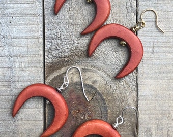 Water Buffalo Horn Crescent Earrings