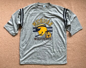University of Michigan (Wolverines) Jersey Tee – Artex 50/50 – Vintage 1980s – Size X-Large