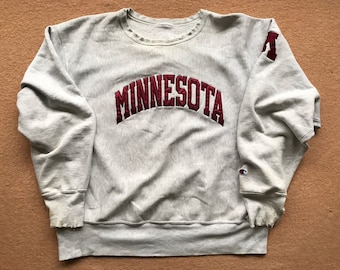 University of Minnesota (Golden Gophers) Sweatshirt – Reverse Weave by Champion – Vintage 1990s (late) – Size X-Large (label missing)