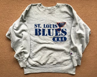 St. Louis Blues (NHL) Sweatshirt – Reverse Weave by Champion – Vintage 1990s (early) – Size Large