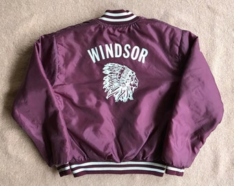 Windsor High School (Warriors) Lined Bomber Jacket – Birdie by Richard A. Leslie – Vintage 1980s – Size Women's Large