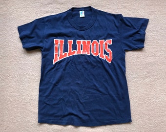 University of Illinois (Illini) Tee – Russell Athletic 50/50 – Vintage 1980s (late) – Size Medium
