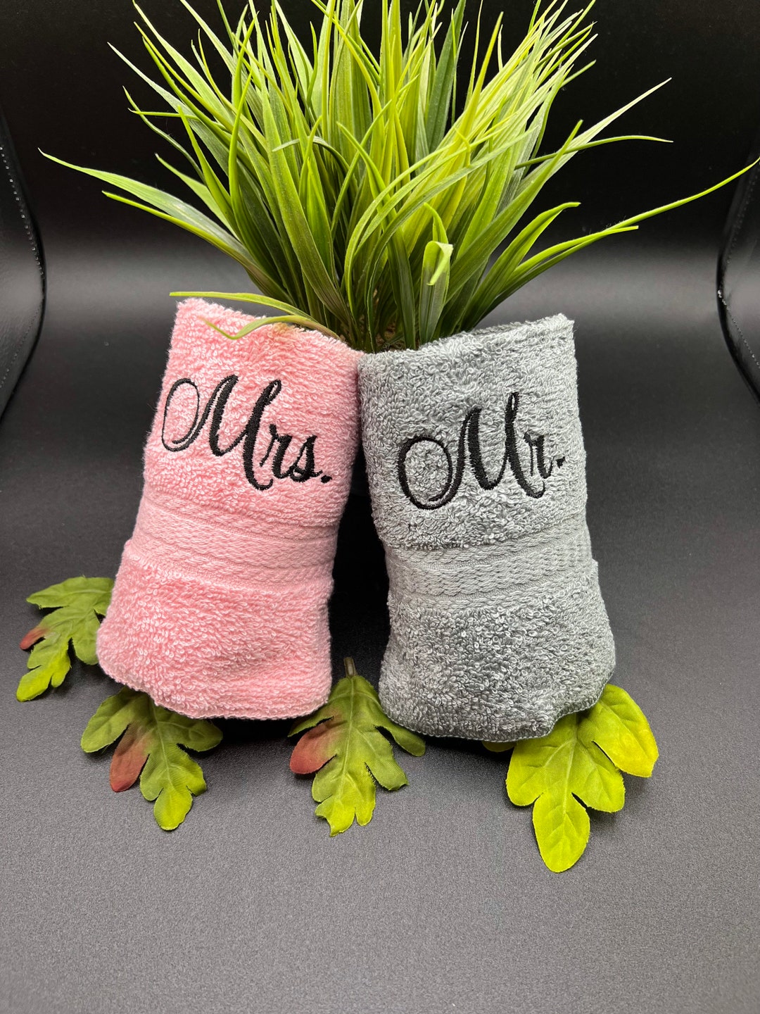 His and Hers Bath Towel Set Mr and Mrs Towelsbath Towel Set Etsy
