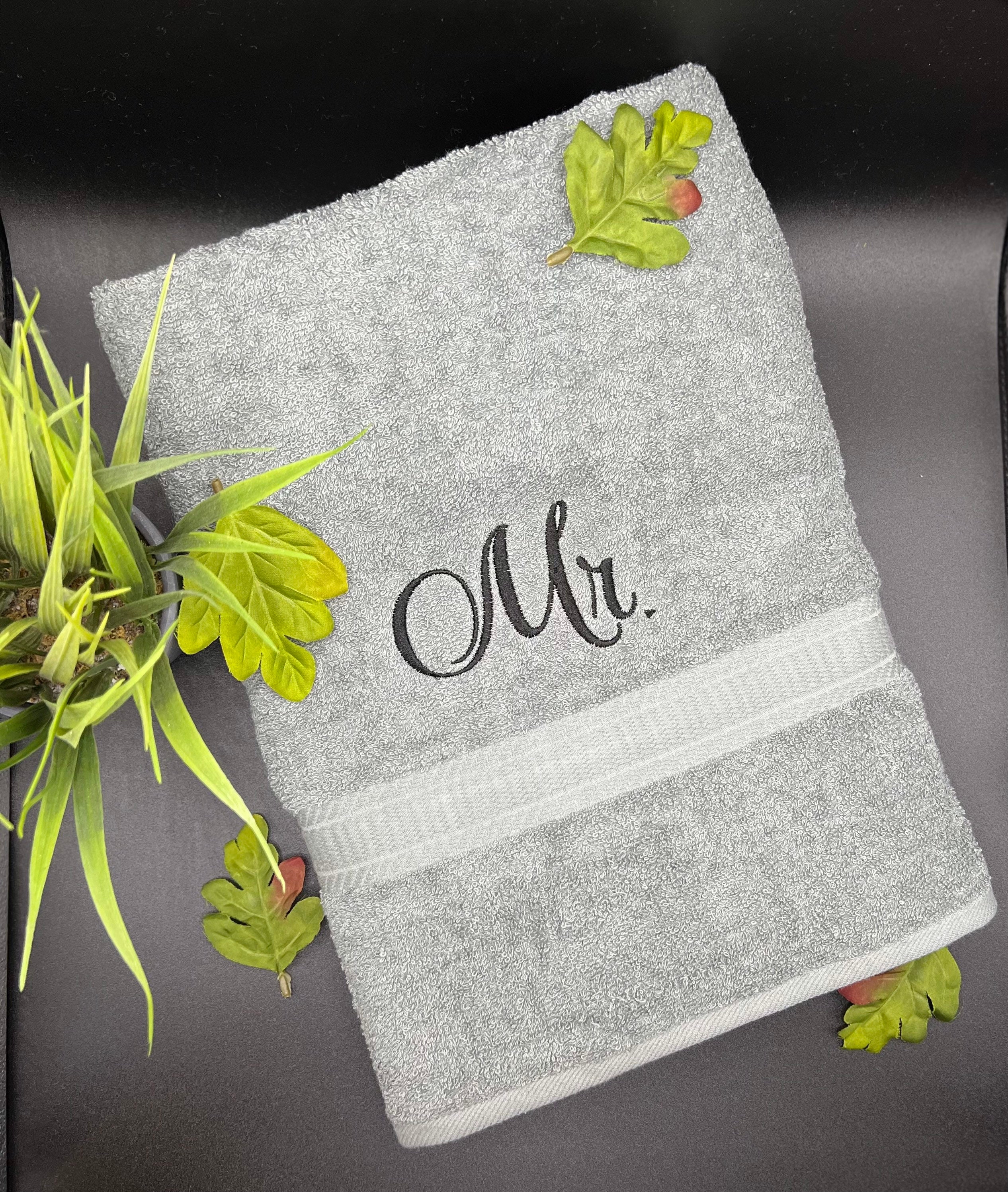 His and Hers Bath Towel Set Mr and Mrs Towelsbath Towel Set Etsy