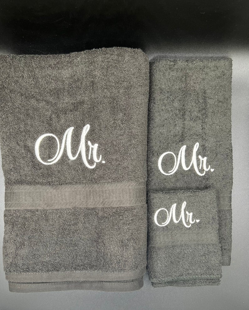His and Hers Bath Towel Set Mr and Mrs Towelsbath Towel Set Etsy
