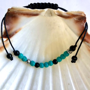 JOY Gemstones mores Code  bracelet - Turquoise, Black tourmaline, Hematite