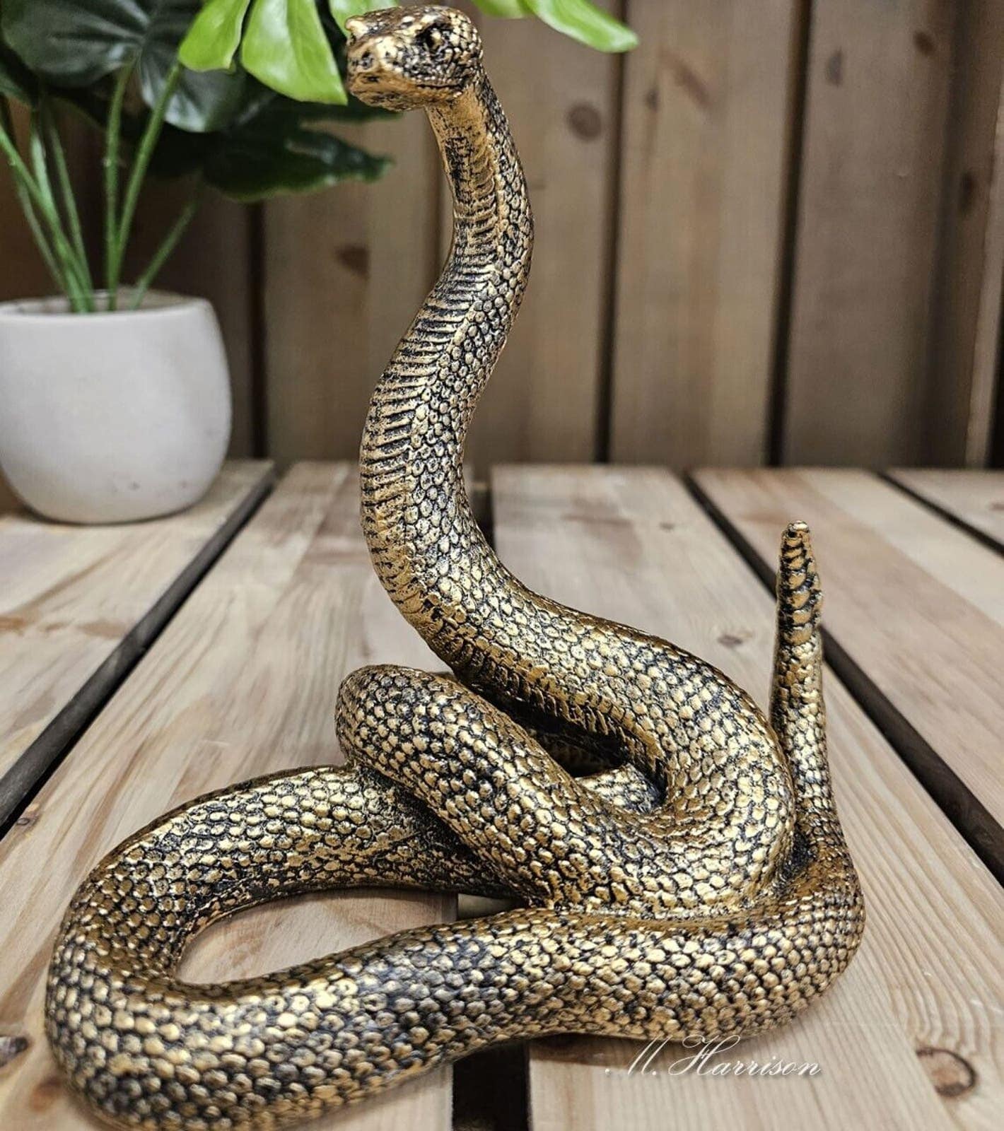 Gold Snake Serpent Striking Home Decor Accessory Ornament Sculpture Shimmering - Etsy UK