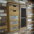 Large Industrial Wall Cabinet Vintage Style Metal Wood Kitchen Bathroom Storage, Rustic Finish