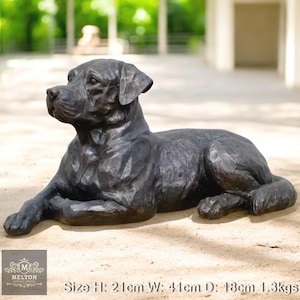 Statue Décorative Chien Labrador Assis Noir - 90 Cm De Haut - Idéale