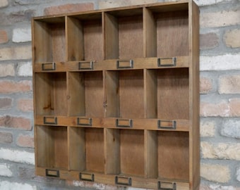 Pigeon Hole Cabinet Wall Storage Shelf Vintage Industrial Apothecary Rustic Unit