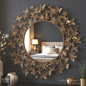 Beautiful Ornate Butterfly Mirror Wall Mounted Shabby Rustic Golden Chic Mirror