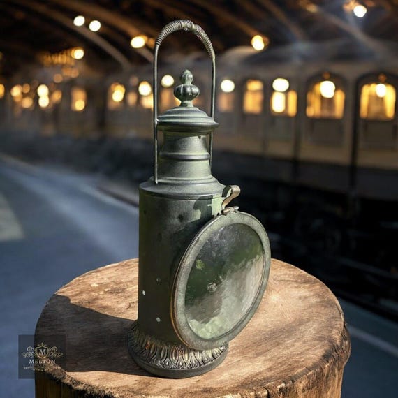 Vintage Style Old Railway Lantern Industrial Home Candle Holder
