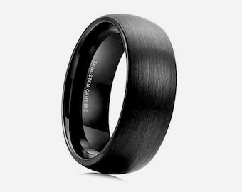 Tungsten Black 6mm Brushed Effect Ring - Black Wedding, Anniversary, Promise  Ring - Birthday Gift - Engraving Available