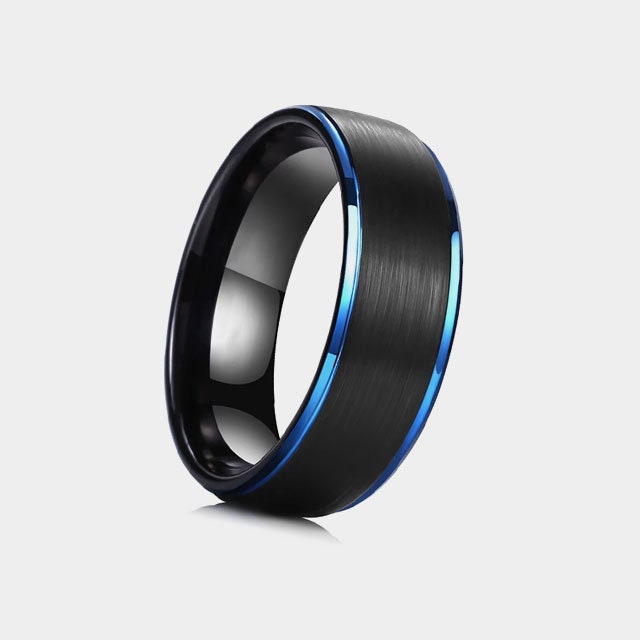 6mm Stainless Steel Black Silver Men Women Wedding Band Wood Effect Ring M to Z1 6mm Stainless Steel Black Silver Men Women Wedding Band Wood Effect Ring M to Z1
