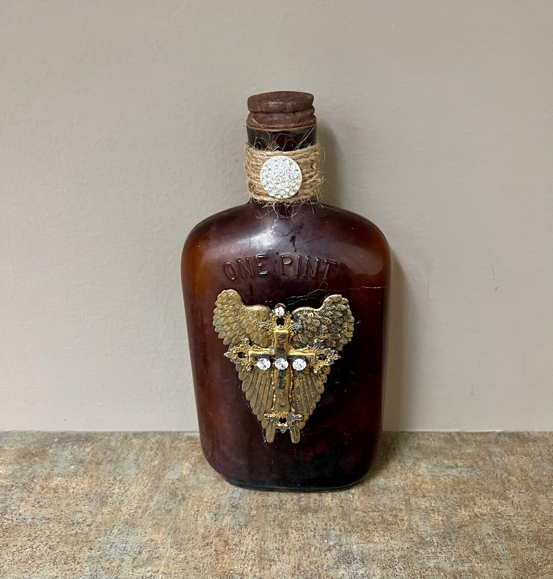 Vintage Brown Liquor Bottle Etsy