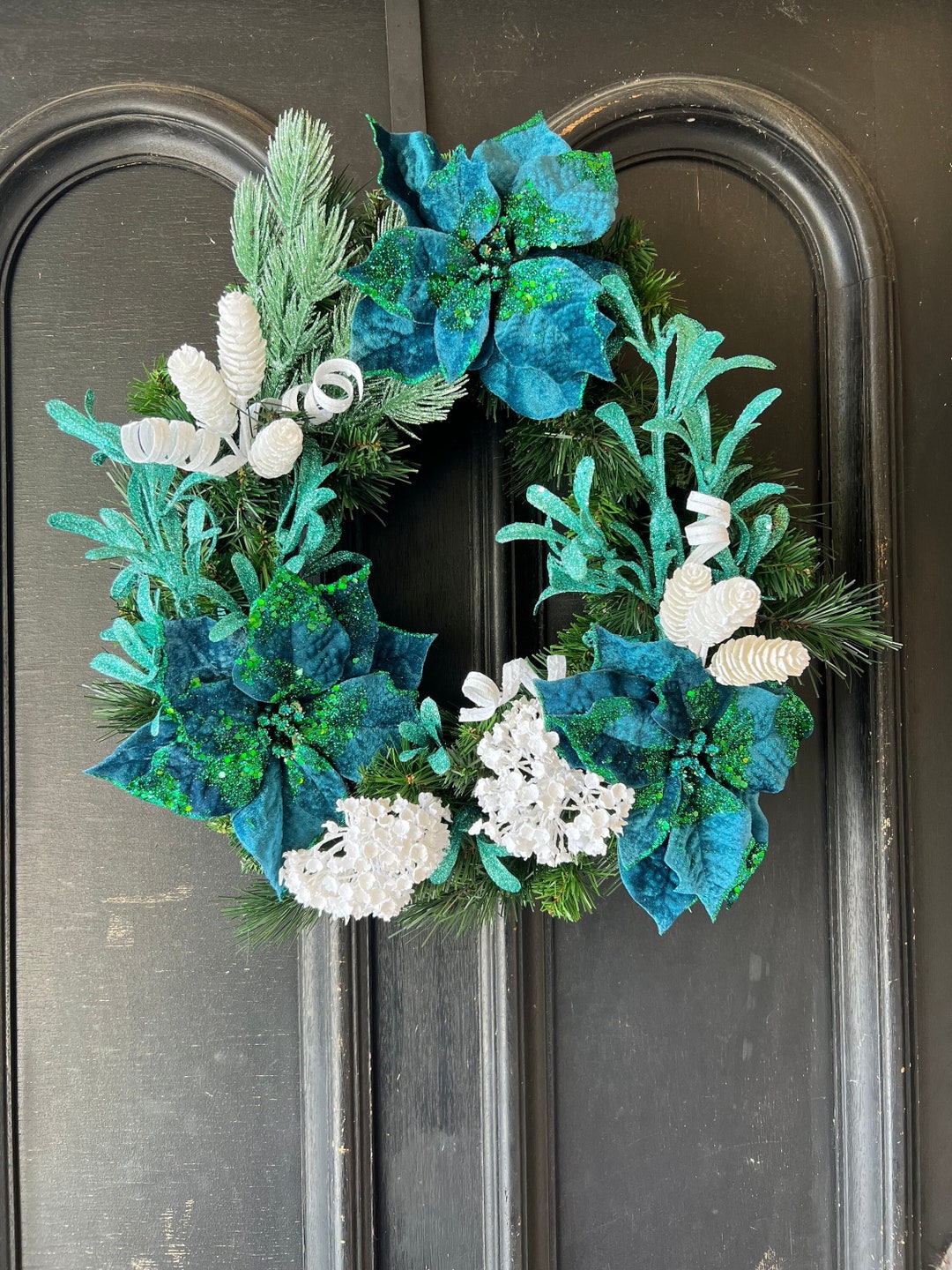Turquoise Christmas Wreath Etsy