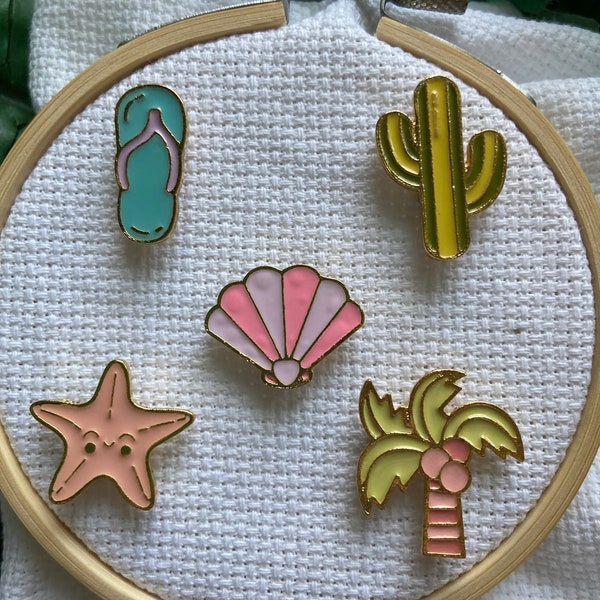 Cute Summer/Beach Themed Needle Minders- including Flip Flop, Cactus, Seashell, Starfish, and Palm Tree!