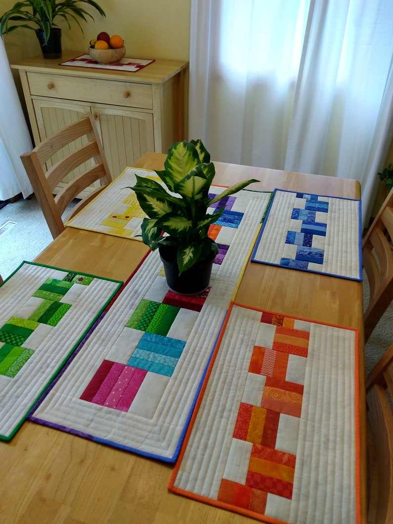 Leftovers Placemats and Runner pattern/ strip pieced placemats Etsy