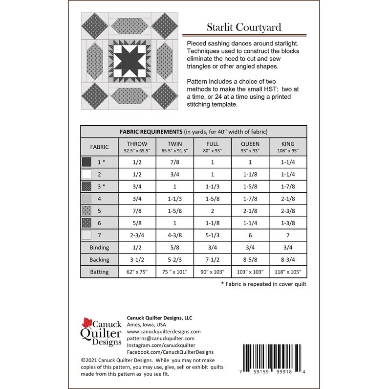 Starlit Courtyard Quilt Pattern PDF download image 2