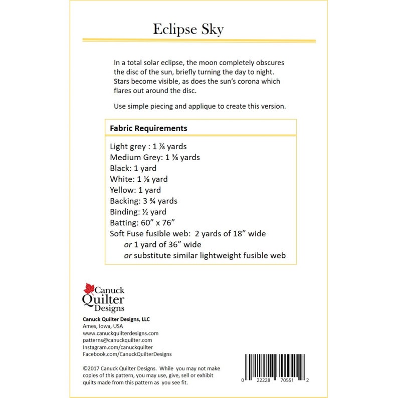 Eclipse Sky Quilt Pattern pdf download image 2