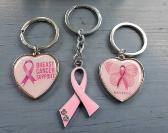 Breast Cancer Awareness Ribbon Keychain - Etsy