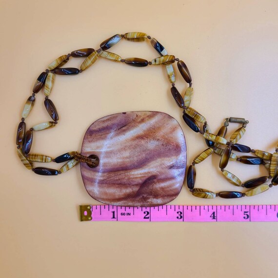 Vintage Beachy Boho Shell & Tiger's Eye Necklace - image 7