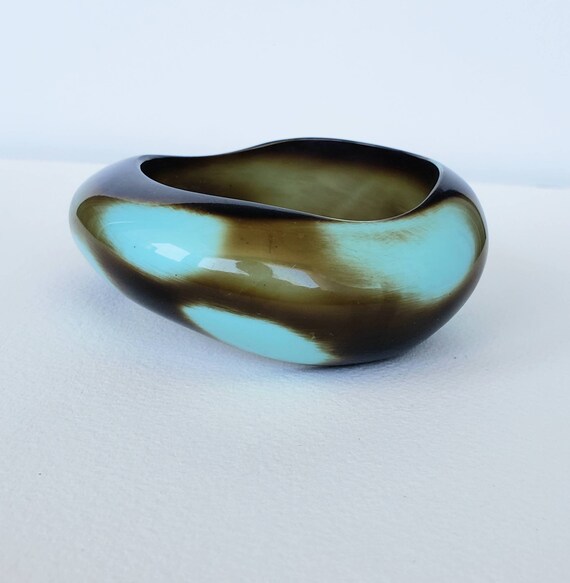 Spectacular Boho Bangle Wavy Shape Turquoise and … - image 3