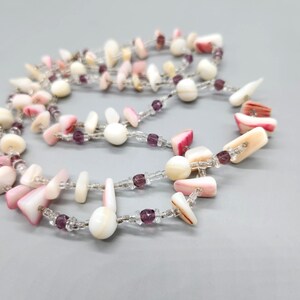 Vintage Mother of Pearl and Glass Bead Necklace 40 Inches