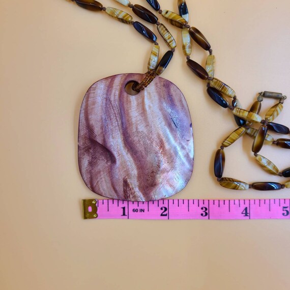 Vintage Beachy Boho Shell & Tiger's Eye Necklace - image 8