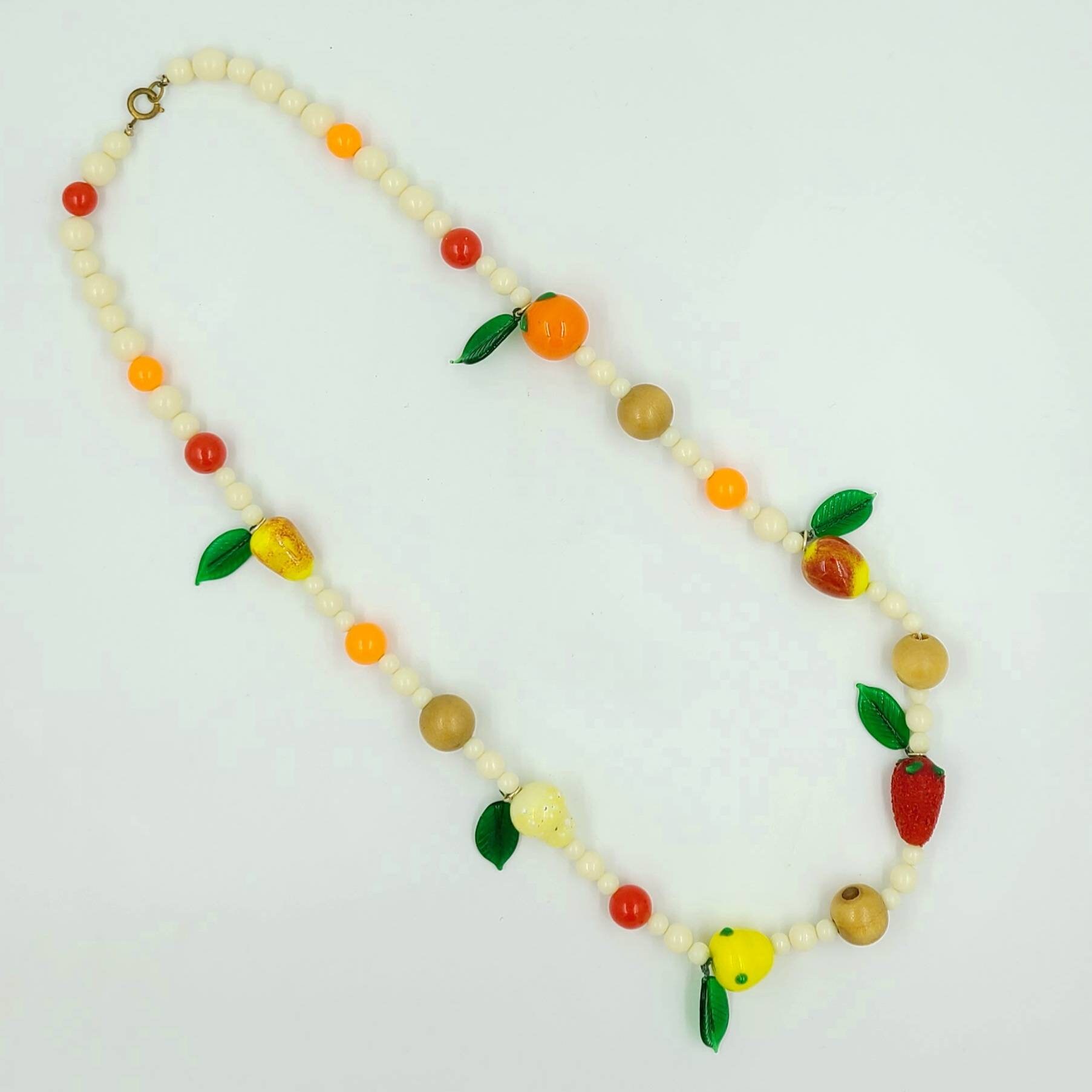 Vintage Mid Century Fruit Salad Necklace Handmade Glass Beads Etsy