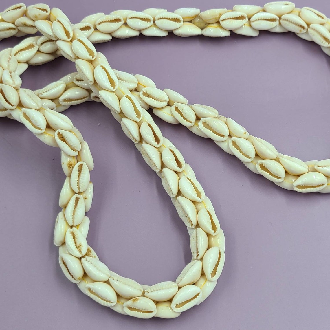 Huge Vintage Cowrie Shell Rope Necklace 40 Inches Etsy