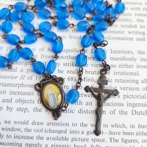 Vintage Blue Rosary Prayer Beads