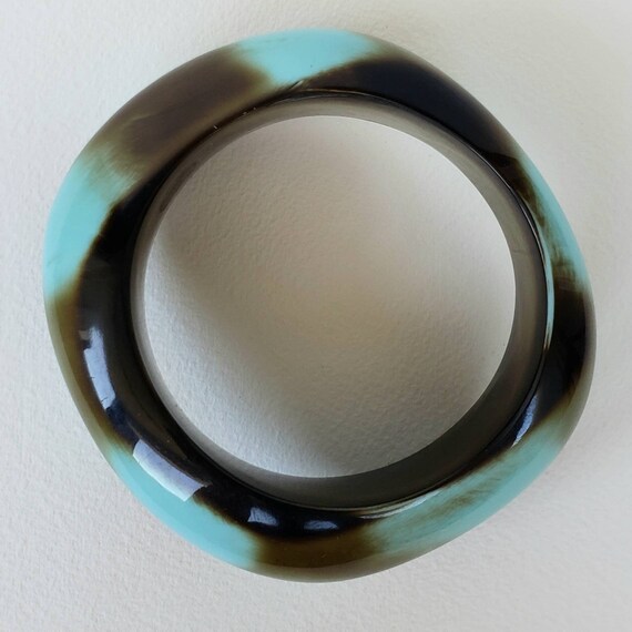 Spectacular Boho Bangle Wavy Shape Turquoise and … - image 2