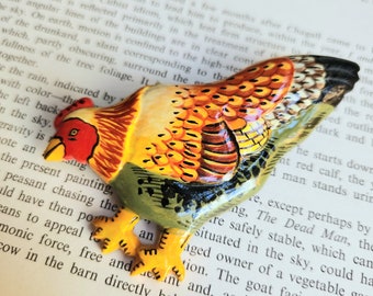 Vintage Chicken Brooch Hand Painted Hen