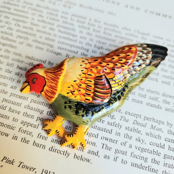 Vintage Chicken Brooch Hand Painted Hen