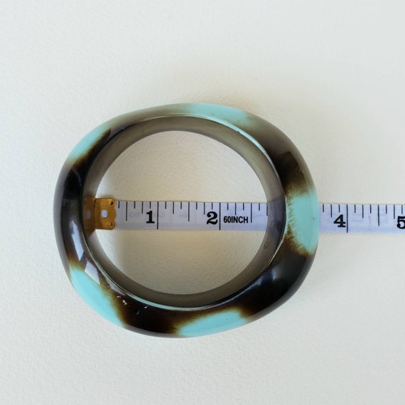 Spectacular Boho Bangle Wavy Shape Turquoise and … - image 6