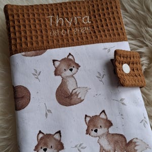 U-Heft Hülle Fuchs, U-Heft Cover Waffelstoff, Uheft hülle Fuchs rost, Waffelpique,