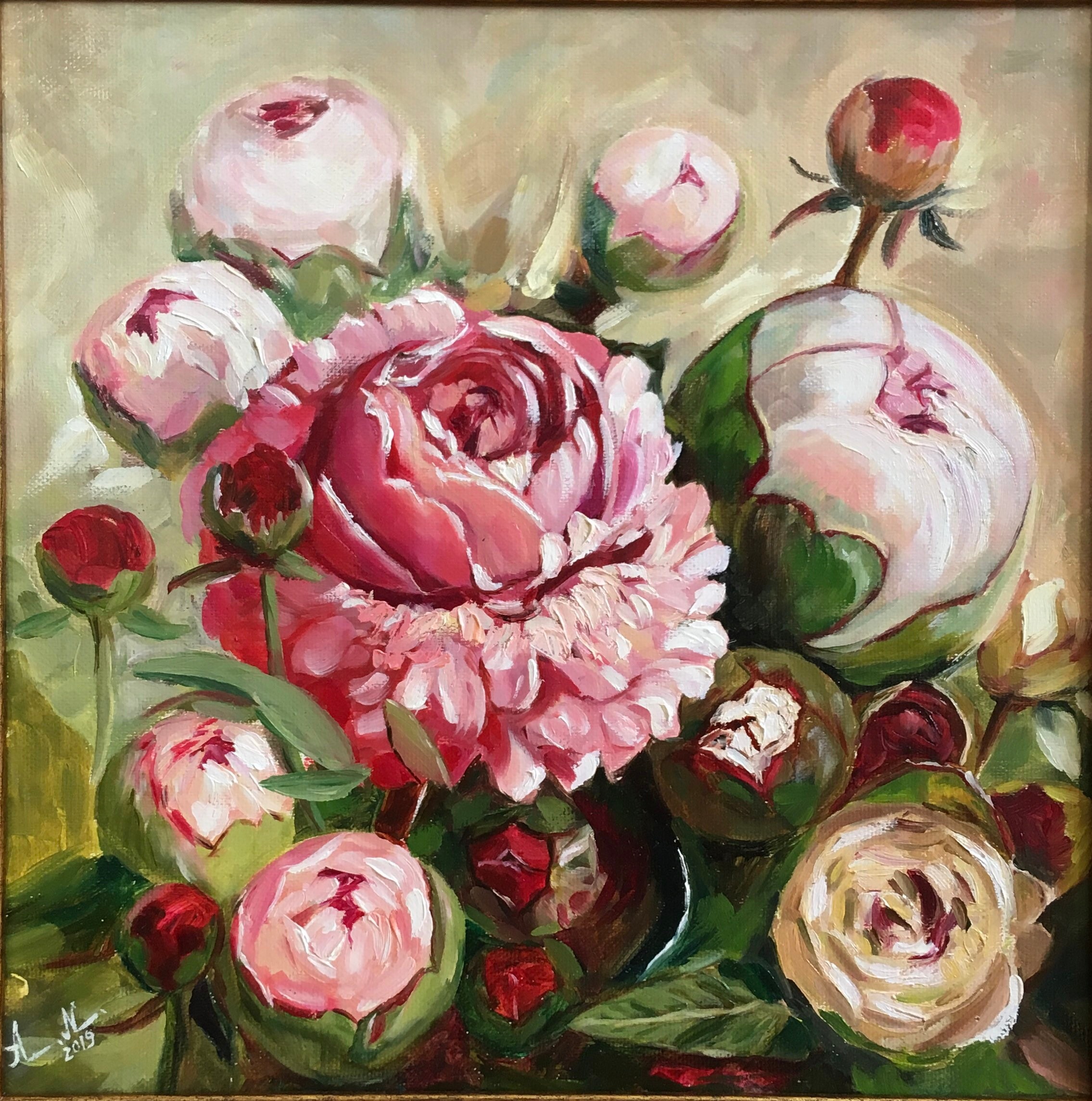 Peonies oil painting on canvas Flower Peony wall art Framed Etsy