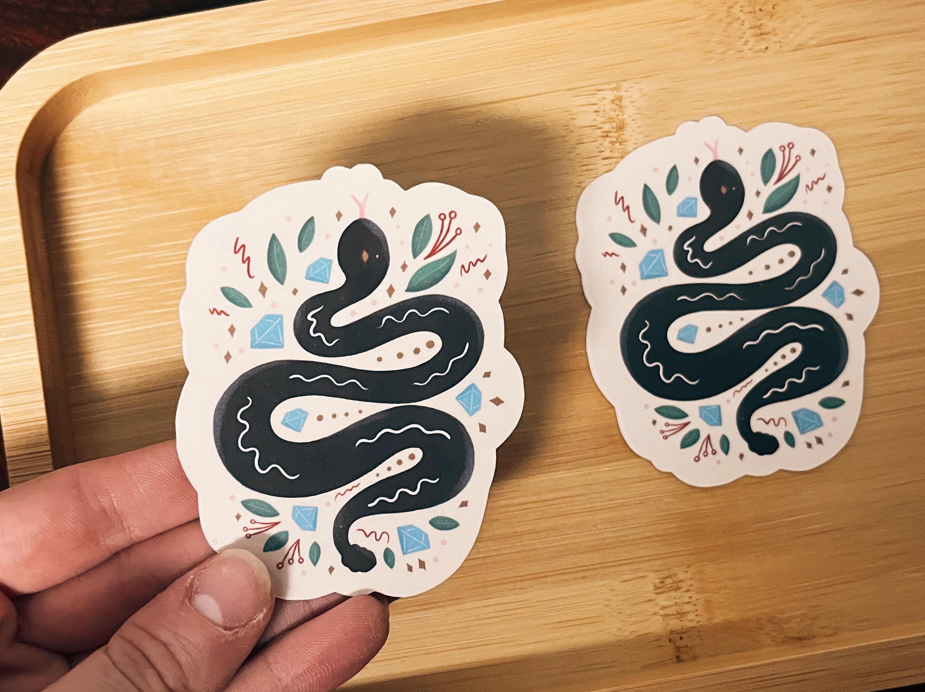 Snake Black Sticker Black Snake Waterproof Vinyl Sticker | Gold and Diamond Botanical ...