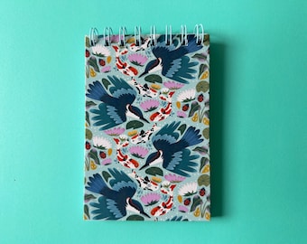 Kingfisher Koi Pond Notepad | Illustrated Spiral Notebook (4x6 Inch, 100 pages)