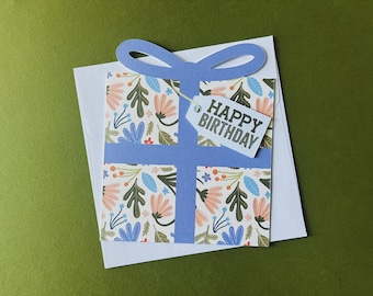 Present Box Shaped Birthday Card | 5x5 Inches and Blank Inside