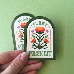Sticker parent végétal en vinyle | 3 pouces étanche image 1