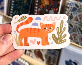 Doodle Cats Orange Tabby American Shorthair Waterproof Vinyl Sticker