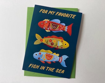 Floral Fish Greeting Card | 5 x 7 Inch Handcrafted Card