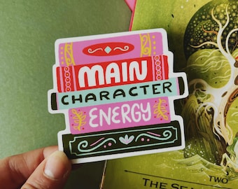 Main Character Energy Stack of Books Sticker | Waterproof Vinyl Decal