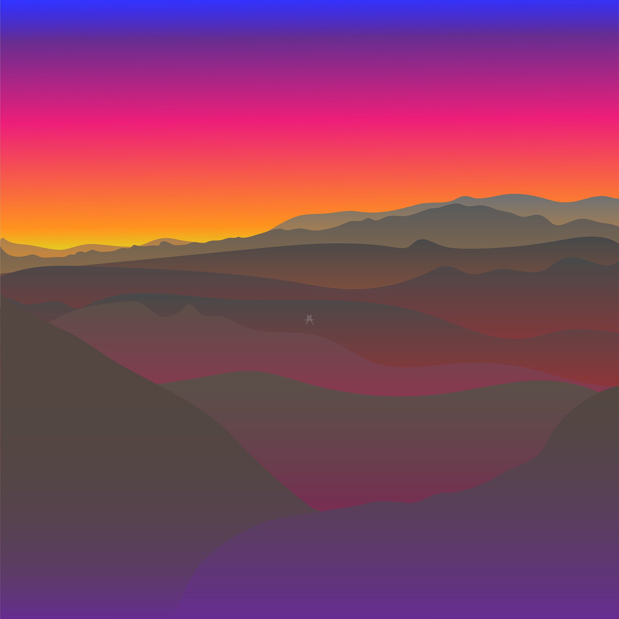 Mountain Sunset Landscape Vector File Colorized Illustration | Etsy