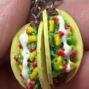 Clay Taco Dangle Earrings: Stainless Steel, Food Jewelry