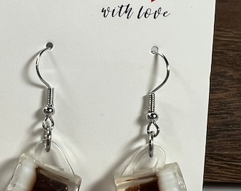 Root Beer Mug Dangle Earrings: Stainless Steel, Novelty Drink