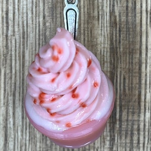 Polymer Clay Ice Cream Necklace: Strawberry Scented, 18&quot; Cord