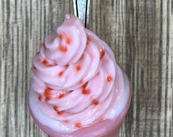 Polymer Clay Ice Cream Necklace: Strawberry Scented, 18&quot; Cord